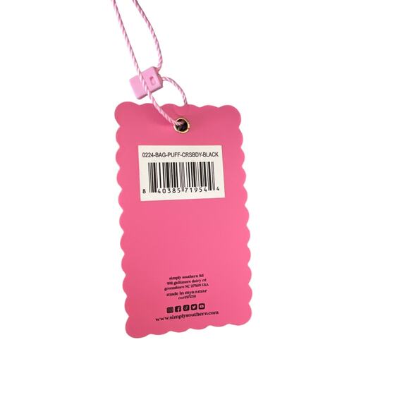 Simply Southern Black Puffer Cross Body Bag Print Strap NWT - Picture 9 of 13